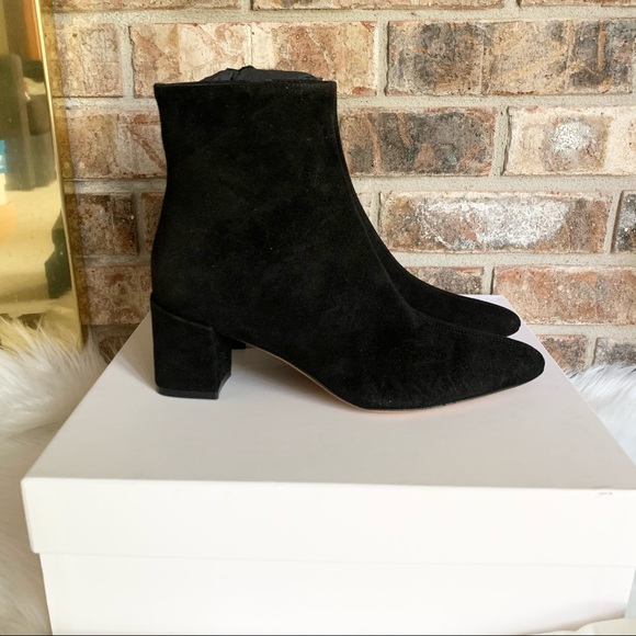 Vince Shoes - Vince Larica Suede Block Heels Booties Black 5.5M